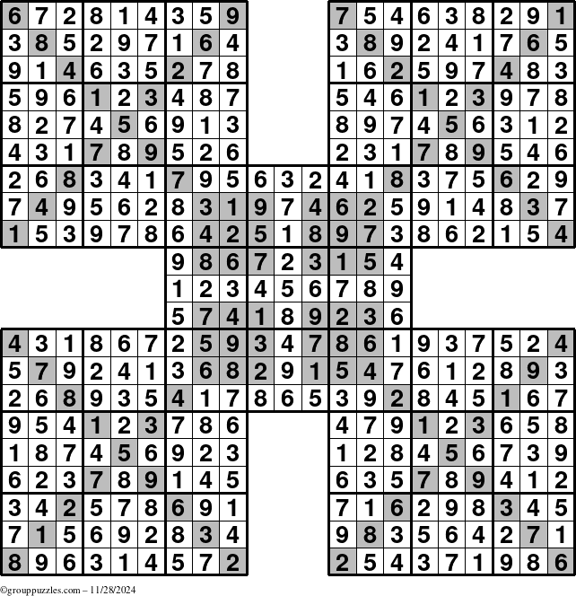 The grouppuzzles.com Answer grid for the cover-HyperXtreme puzzle for Thursday November 28, 2024