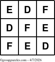 The grouppuzzles.com Answer grid for the TicTac-DEF puzzle for Tuesday April 7, 2026