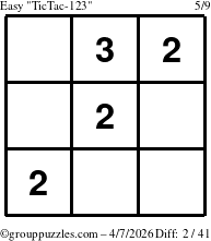 The grouppuzzles.com Easy TicTac-123 puzzle for Tuesday April 7, 2026