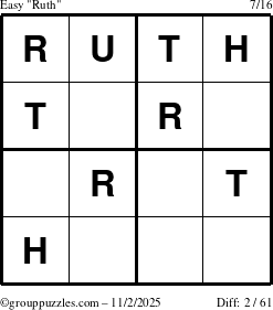 The grouppuzzles.com Easy Ruth puzzle for Sunday November 2, 2025