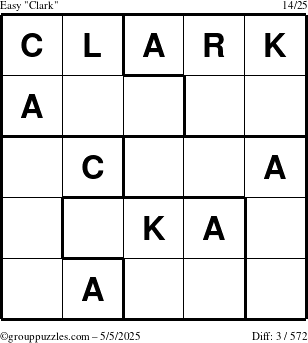 The grouppuzzles.com Easy Clark puzzle for Monday May 5, 2025