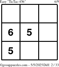 The grouppuzzles.com Easy TicTac-456 puzzle for Monday May 5, 2025
