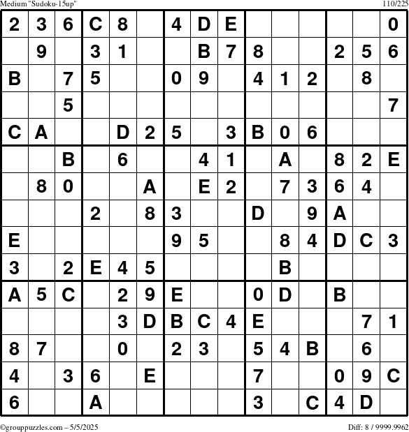 The grouppuzzles.com Medium Sudoku-15up puzzle for Monday May 5, 2025