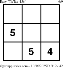 The grouppuzzles.com Easy TicTac-456 puzzle for Friday October 10, 2025