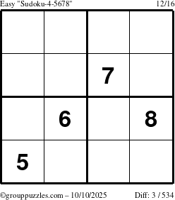 The grouppuzzles.com Easy Sudoku-4-5678 puzzle for Friday October 10, 2025