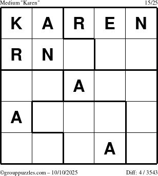 The grouppuzzles.com Medium Karen puzzle for Friday October 10, 2025