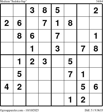 The grouppuzzles.com Medium Sudoku-8up puzzle for Friday October 10, 2025