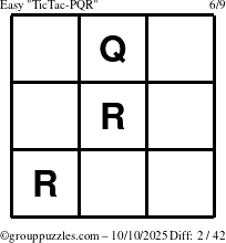 The grouppuzzles.com Easy TicTac-PQR puzzle for Friday October 10, 2025