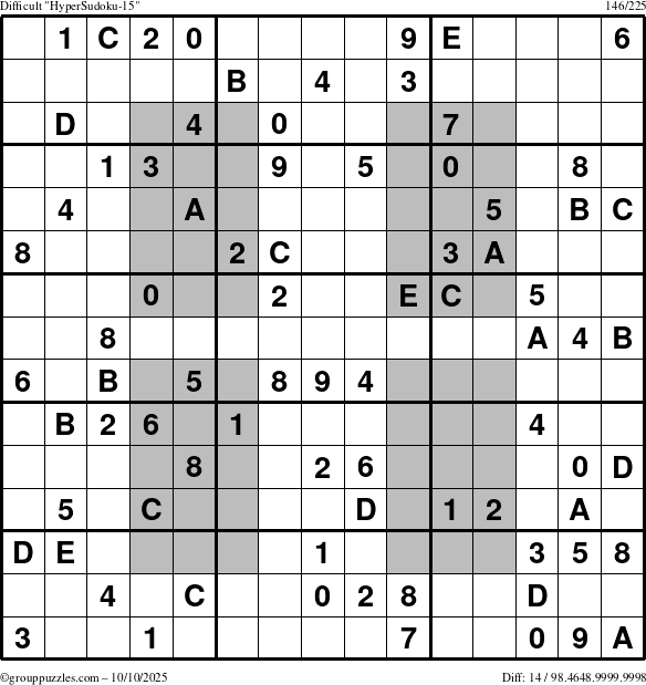 The grouppuzzles.com Difficult HyperSudoku-15 puzzle for Friday October 10, 2025