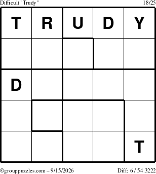 The grouppuzzles.com Difficult Trudy puzzle for Tuesday September 15, 2026