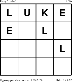 The grouppuzzles.com Easy Luke puzzle for Friday November 8, 2024