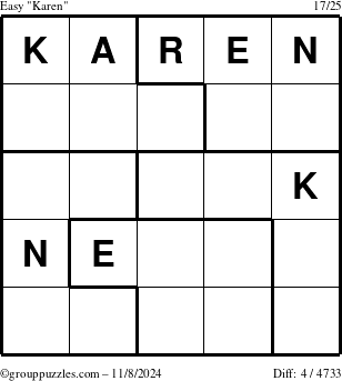 The grouppuzzles.com Easy Karen puzzle for Friday November 8, 2024