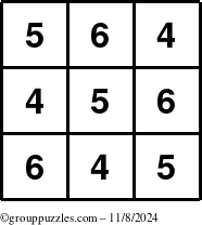 The grouppuzzles.com Answer grid for the TicTac-456 puzzle for Friday November 8, 2024