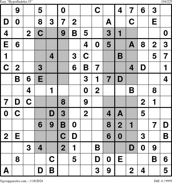 The grouppuzzles.com Easy HyperSudoku-15 puzzle for Friday November 8, 2024