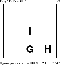 The grouppuzzles.com Easy TicTac-GHI puzzle for Monday October 13, 2025