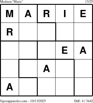 The grouppuzzles.com Medium Marie puzzle for Monday October 13, 2025