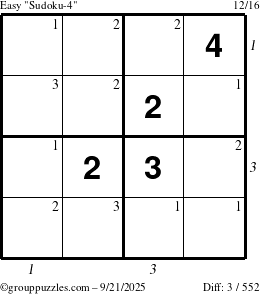 The grouppuzzles.com Easy Sudoku-4 puzzle for Sunday September 21, 2025 with all 3 steps marked