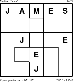 The grouppuzzles.com Medium James puzzle for Sunday September 21, 2025