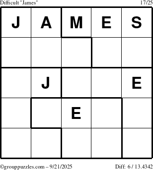 The grouppuzzles.com Difficult James puzzle for Sunday September 21, 2025