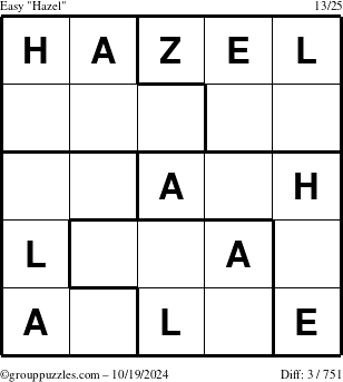 The grouppuzzles.com Easy Hazel puzzle for Saturday October 19, 2024