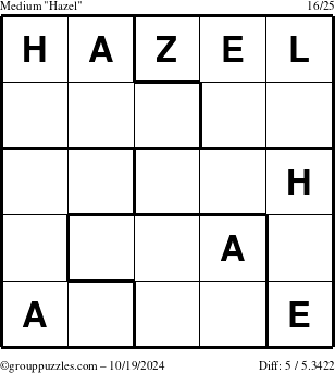 The grouppuzzles.com Medium Hazel puzzle for Saturday October 19, 2024