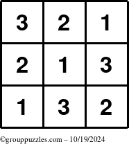 The grouppuzzles.com Answer grid for the TicTac-123 puzzle for Saturday October 19, 2024