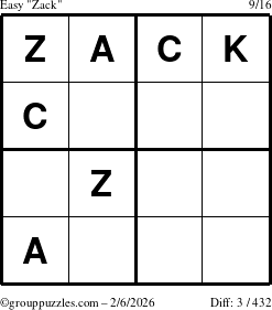 The grouppuzzles.com Easy Zack puzzle for Friday February 6, 2026