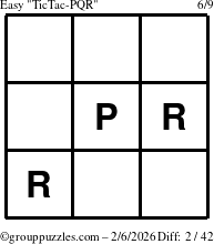 The grouppuzzles.com Easy TicTac-PQR puzzle for Friday February 6, 2026
