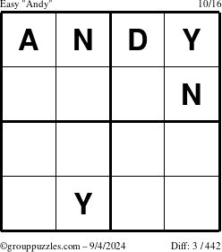 The grouppuzzles.com Easy Andy puzzle for Wednesday September 4, 2024