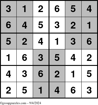 The grouppuzzles.com Answer grid for the SuperSudoku-Junior puzzle for Wednesday September 4, 2024