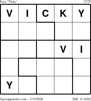 The grouppuzzles.com Easy Vicky puzzle for Wednesday January 14, 2026