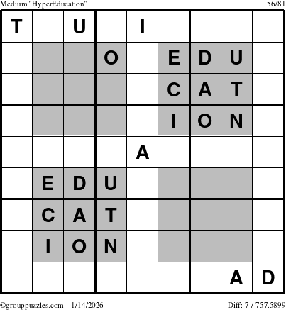 The grouppuzzles.com Medium HyperEducation-i23 puzzle for Wednesday January 14, 2026