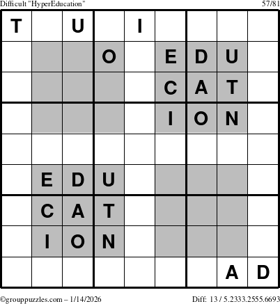The grouppuzzles.com Difficult HyperEducation-i23 puzzle for Wednesday January 14, 2026