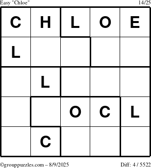 The grouppuzzles.com Easy Chloe puzzle for Saturday August 9, 2025