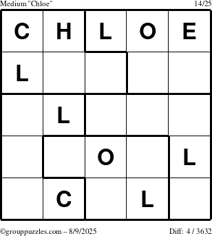 The grouppuzzles.com Medium Chloe puzzle for Saturday August 9, 2025