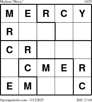 The grouppuzzles.com Medium Mercy puzzle for Wednesday February 12, 2025