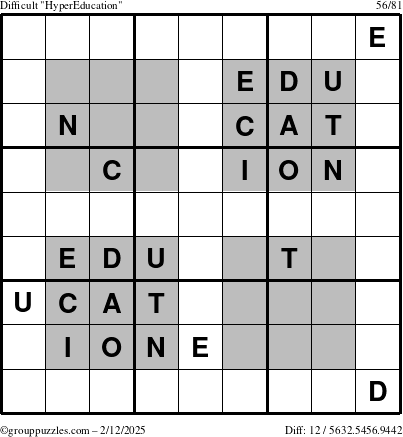 The grouppuzzles.com Difficult HyperEducation-i23 puzzle for Wednesday February 12, 2025