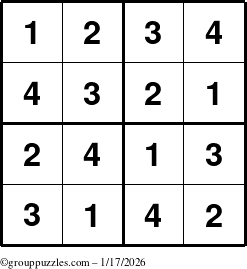 The grouppuzzles.com Answer grid for the Sudoku-4 puzzle for Saturday January 17, 2026
