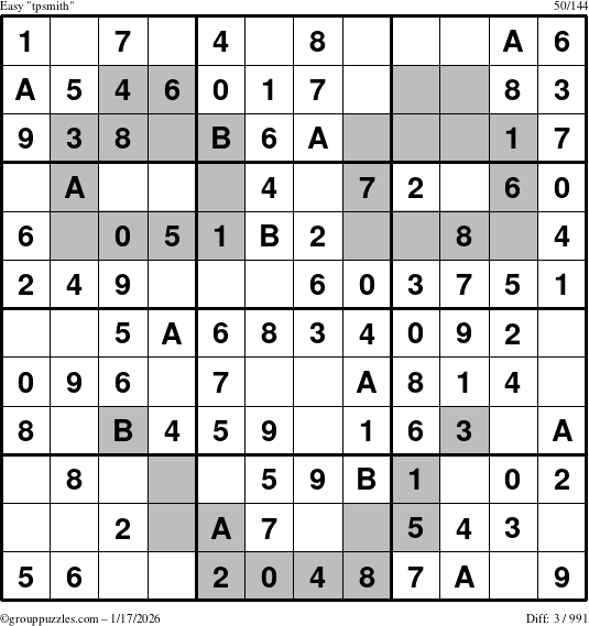 The grouppuzzles.com Easy tpsmith puzzle for Saturday January 17, 2026