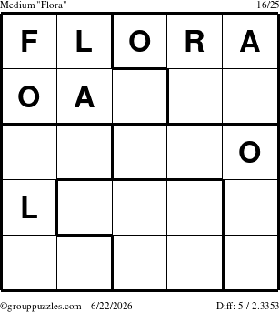 The grouppuzzles.com Medium Flora puzzle for Monday June 22, 2026