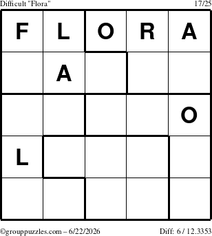 The grouppuzzles.com Difficult Flora puzzle for Monday June 22, 2026