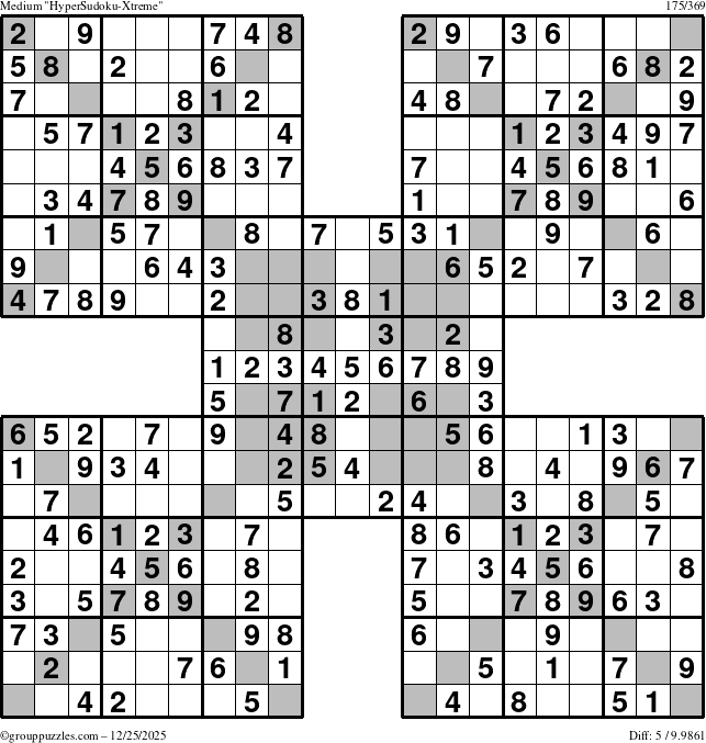 The grouppuzzles.com Medium cover-HyperXtreme puzzle for Thursday December 25, 2025