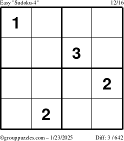 The grouppuzzles.com Easy Sudoku-4 puzzle for Thursday January 23, 2025