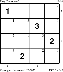 The grouppuzzles.com Easy Sudoku-4 puzzle for Thursday January 23, 2025 with all 3 steps marked