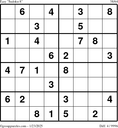 The grouppuzzles.com Easy Sudoku-8 puzzle for Thursday January 23, 2025