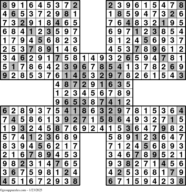 The grouppuzzles.com Answer grid for the cover-HyperXtreme puzzle for Thursday January 23, 2025