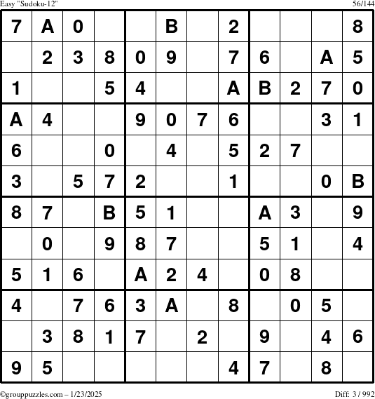 The grouppuzzles.com Easy Sudoku-12 puzzle for Thursday January 23, 2025