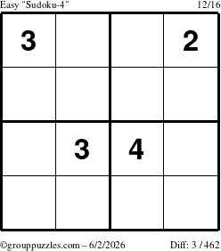 The grouppuzzles.com Easy Sudoku-4 puzzle for Tuesday June 2, 2026