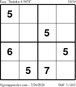 The grouppuzzles.com Easy Sudoku-4-5678 puzzle for Friday July 26, 2024