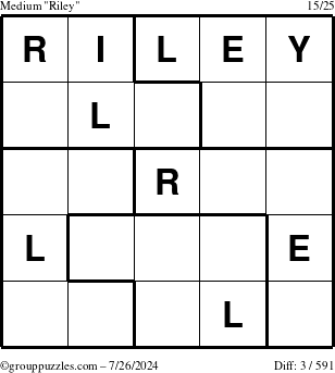 The grouppuzzles.com Medium Riley puzzle for Friday July 26, 2024